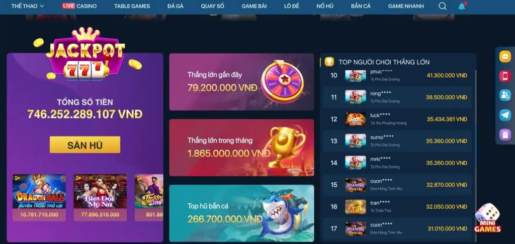 Đa dạng Game Nổ Hũ tại Thabet38 Đăng Nhập